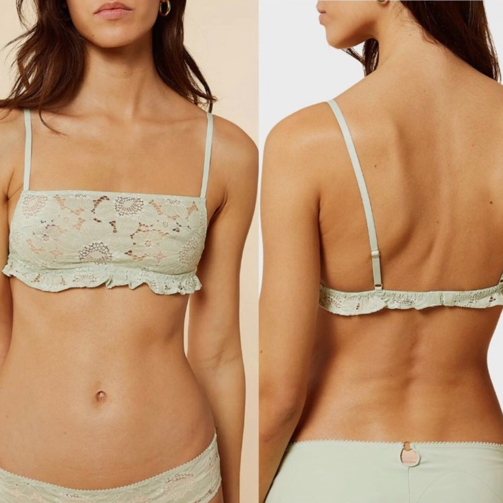 Etam Rayonnante Lace Bralette Pastel Green Sz M